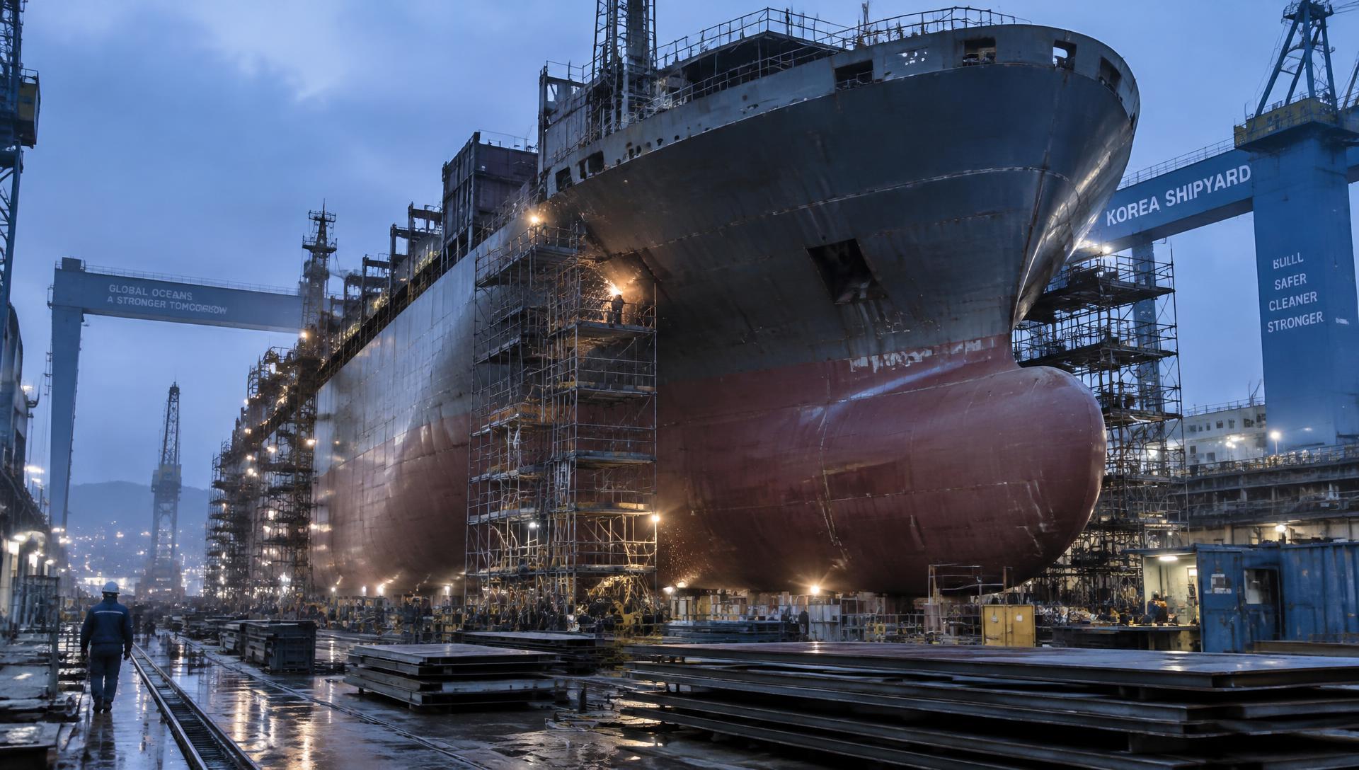 Cargo ships under construction